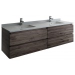 72 Wall Hung Double Sink Bathroom Cabinet w/ Top & Sinks, FCB31-3636ACA-CWH-U