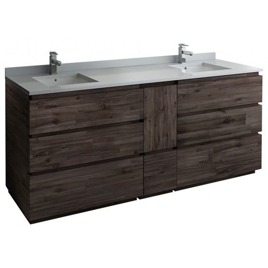 Formosa 84" Floor Standing Double Sink Modern Bathroom Cabinet w/ Top & Sinks