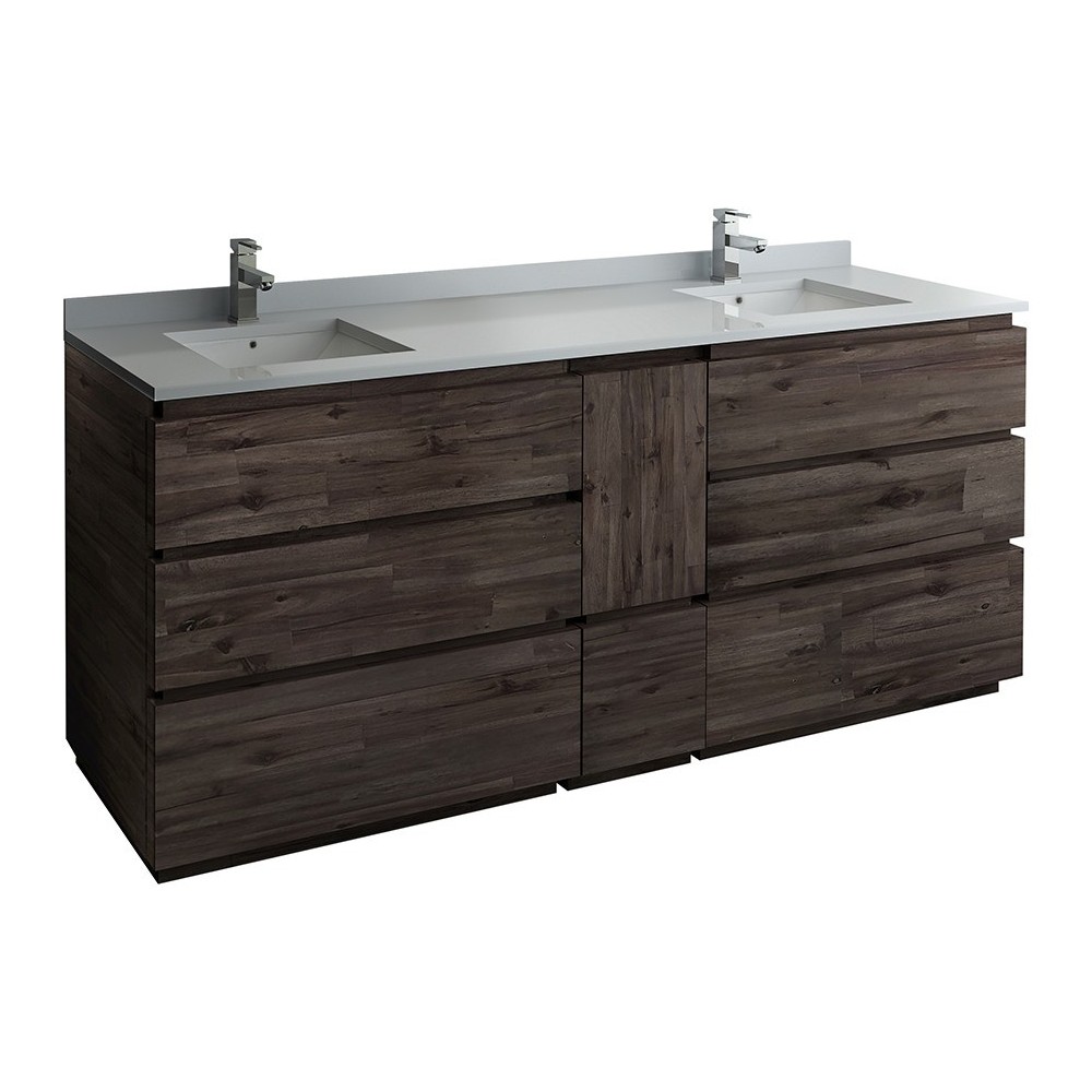 Formosa 84" Floor Standing Double Sink Modern Bathroom Cabinet w/ Top & Sinks