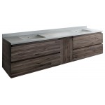 Fresca Formosa 84" Wall Hung Double Sink Modern Bathroom Cabinet w/ Top & Sinks