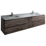 Fresca Formosa 84" Wall Hung Double Sink Modern Bathroom Cabinet w/ Top & Sinks