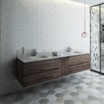 Fresca Formosa 84" Wall Hung Double Sink Modern Bathroom Cabinet w/ Top & Sinks