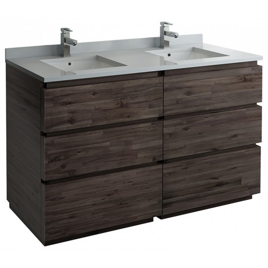 60 Floor Standing Dbl Sink Bathroom Cabinet, Top & Sinks, FCB31-3030ACA-FC-CWH-U