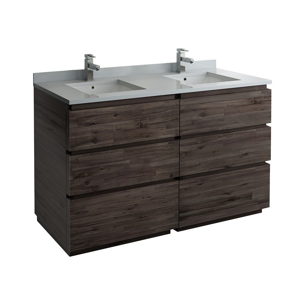 60 Floor Standing Dbl Sink Bathroom Cabinet, Top & Sinks, FCB31-3030ACA-FC-CWH-U