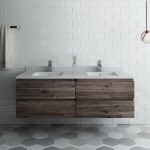 60 Wall Hung Double Sink Bathroom Cabinet w/ Top & Sinks, FCB31-3030ACA-CWH-U