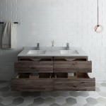 60 Wall Hung Double Sink Bathroom Cabinet w/ Top & Sinks, FCB31-3030ACA-CWH-U