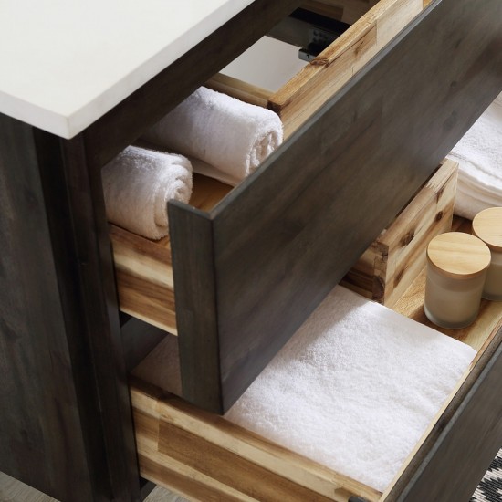 60 Wall Hung Double Sink Bathroom Cabinet w/ Top & Sinks, FCB31-3030ACA-CWH-U