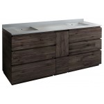 72 Floor Standing Dbl Sink Bathroom Cabinet, Top, Sinks, Wood