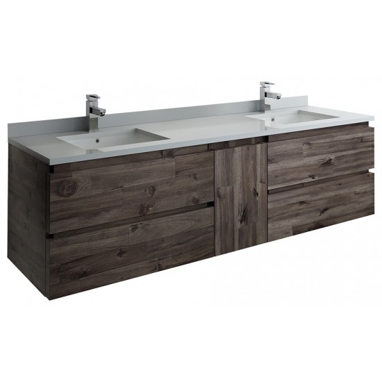 72 Wall Hung Double Sink Bathroom Cabinet w/ Top & Sinks, FCB31-301230ACA-CWH-U