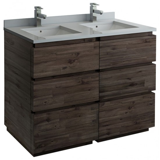 Formosa 48" Floor Standing Double Sink Modern Bathroom Cabinet w/ Top & Sinks