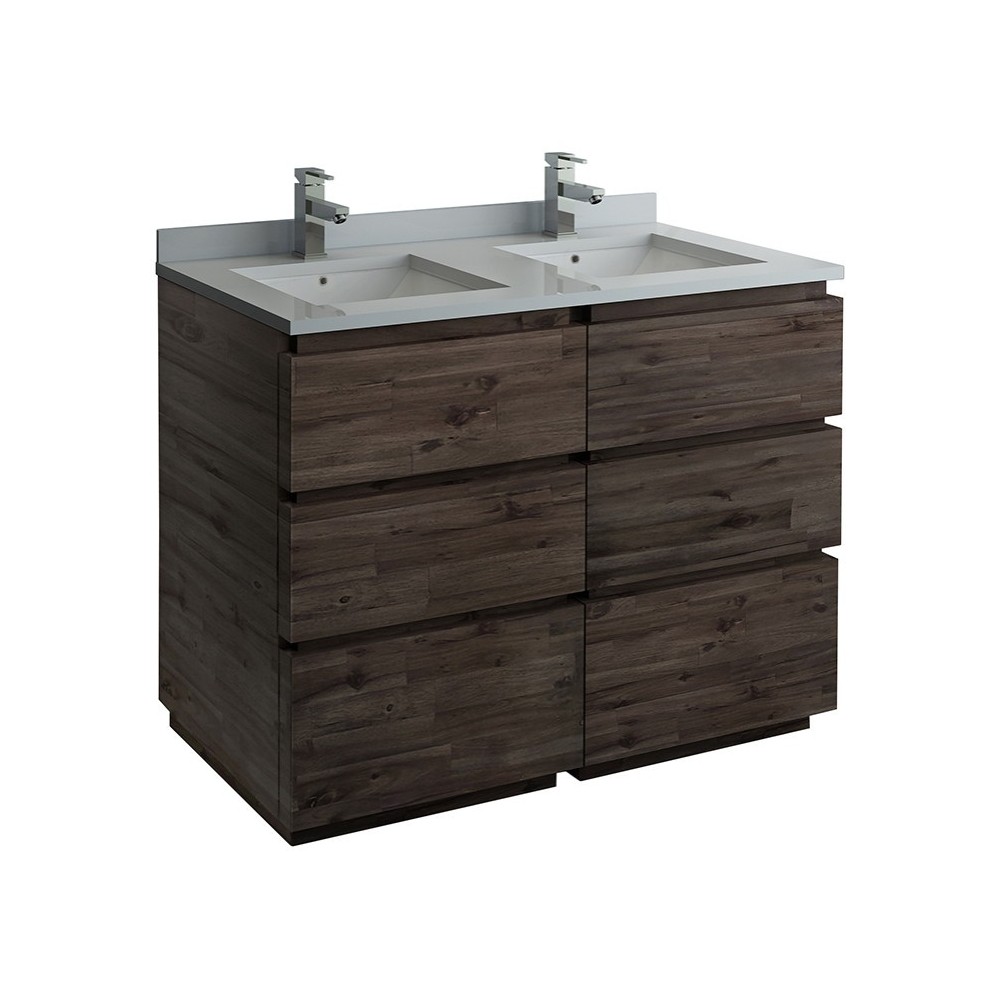 Formosa 48" Floor Standing Double Sink Modern Bathroom Cabinet w/ Top & Sinks