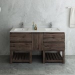 60 Floor Standing Open Bottom Dbl Sink Bathroom Cabinet, Top, Sinks, Wood