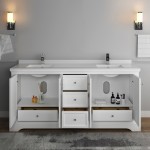 Windsor 72" Matte White Traditional Double Sink Bathroom Cabinet w/ Top & Sinks