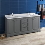 Windsor 72 Gray Textured Traditional Double Sink Bathroom Cabinet w/ Top & Sinks