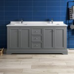 Windsor 72 Gray Textured Traditional Double Sink Bathroom Cabinet w/ Top & Sinks