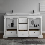 Windsor 60" Matte White Traditional Double Sink Bathroom Cabinet w/ Top & Sinks