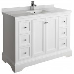 Fresca Windsor 48" Matte White Traditional Bathroom Cabinet w/ Top & Sink