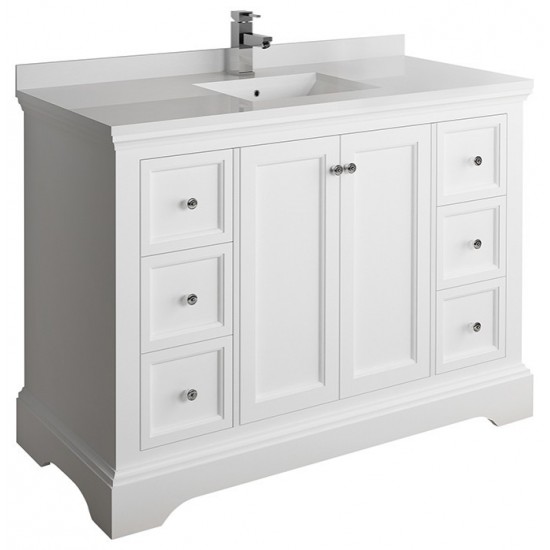 Fresca Windsor 48" Matte White Traditional Bathroom Cabinet w/ Top & Sink