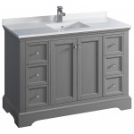 Fresca Windsor 48" Gray Textured Traditional Bathroom Cabinet w/ Top & Sink