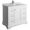 Fresca Windsor 40" Matte White Traditional Bathroom Cabinet w/ Top & Sink