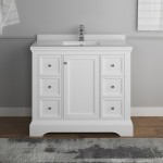 Fresca Windsor 40" Matte White Traditional Bathroom Cabinet w/ Top & Sink