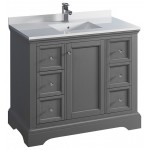 Fresca Windsor 40" Gray Textured Traditional Bathroom Cabinet w/ Top & Sink