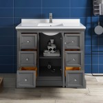 Fresca Windsor 40" Gray Textured Traditional Bathroom Cabinet w/ Top & Sink