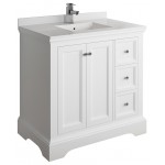 Fresca Windsor 36" Matte White Traditional Bathroom Cabinet w/ Top & Sink