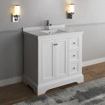 Fresca Windsor 36" Matte White Traditional Bathroom Cabinet w/ Top & Sink