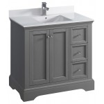 Fresca Windsor 36" Gray Textured Traditional Bathroom Cabinet w/ Top & Sink