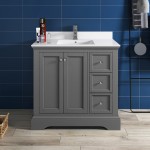 Fresca Windsor 36" Gray Textured Traditional Bathroom Cabinet w/ Top & Sink