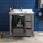 Fresca Windsor 36" Gray Textured Traditional Bathroom Cabinet w/ Top & Sink