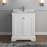 Fresca Windsor 30" Matte White Traditional Bathroom Cabinet w/ Top & Sink