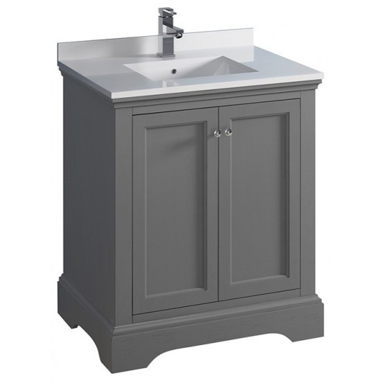 Fresca Windsor 30" Gray Textured Traditional Bathroom Cabinet w/ Top & Sink