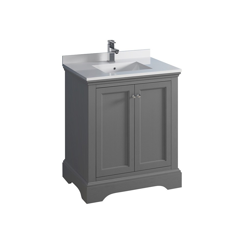 Fresca Windsor 30" Gray Textured Traditional Bathroom Cabinet w/ Top & Sink Fresca Windsor 30" Gray Textured Traditional Bathroom Cabinet w/ Top & Sink