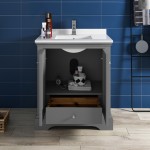 Fresca Windsor 30" Gray Textured Traditional Bathroom Cabinet w/ Top & Sink