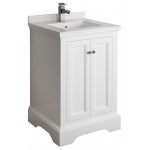 Fresca Windsor 24" Matte White Traditional Bathroom Cabinet w/ Top & Sink