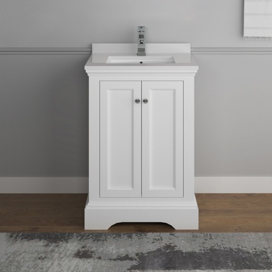 Fresca Windsor 24" Matte White Traditional Bathroom Cabinet w/ Top & Sink