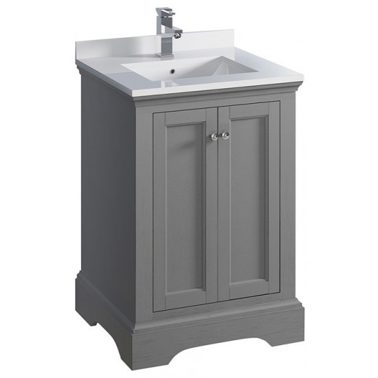 Fresca Windsor 24" Gray Textured Traditional Bathroom Cabinet w/ Top & Sink