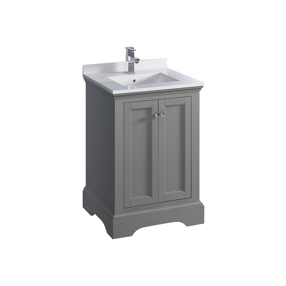 Fresca Windsor 24" Gray Textured Traditional Bathroom Cabinet w/ Top & Sink