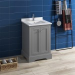 Fresca Windsor 24" Gray Textured Traditional Bathroom Cabinet w/ Top & Sink