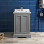 Fresca Windsor 24" Gray Textured Traditional Bathroom Cabinet w/ Top & Sink