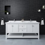 Manchester 72" White Traditional Double Sink Bathroom Cabinet w/ Top & Sinks