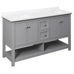 Manchester 60" Gray Traditional Double Sink Bathroom Cabinet w/ Top & Sinks