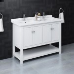 Manchester 48" White Traditional Double Sink Bathroom Cabinet w/ Top & Sinks