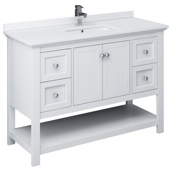 Fresca Manchester 48" White Traditional Bathroom Cabinet w/ Top & Sink