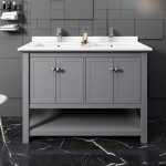 Manchester 48" Gray Traditional Double Sink Bathroom Cabinet w/ Top & Sinks