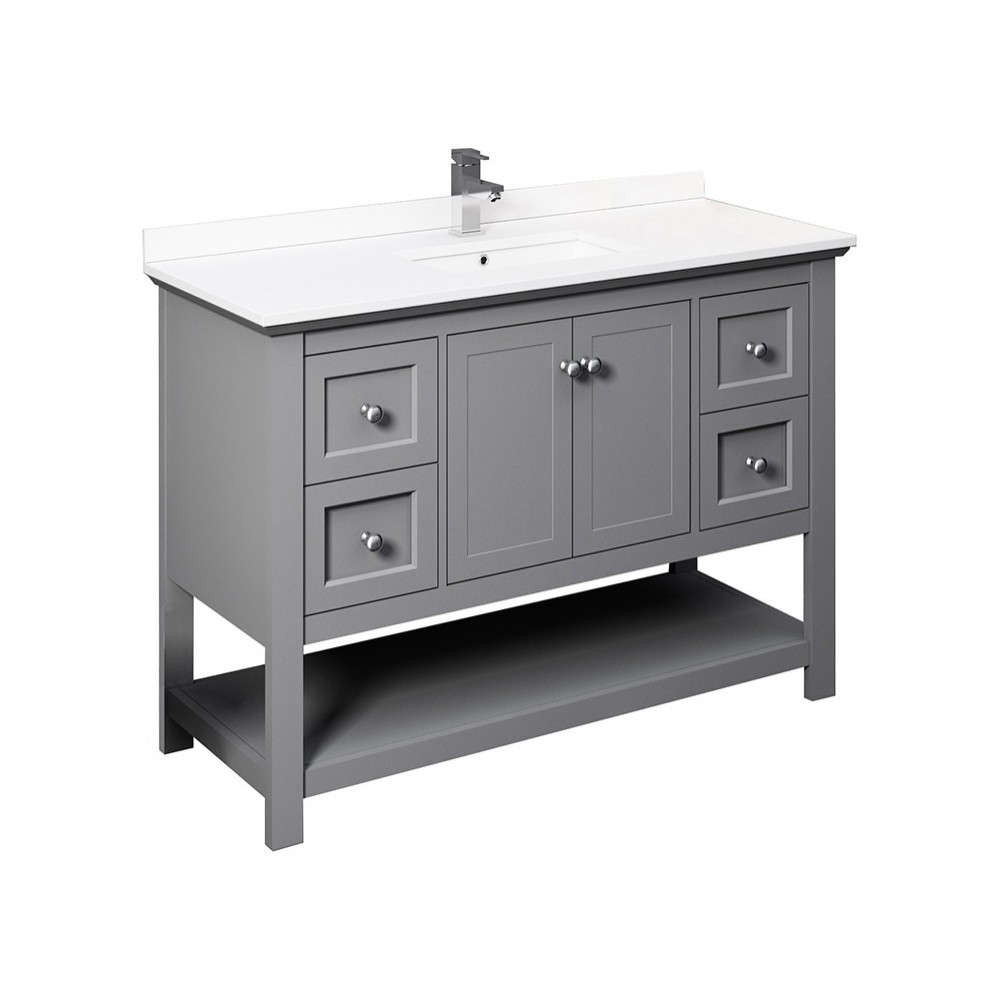 Fresca Manchester 48" Gray Traditional Bathroom Cabinet w/ Top & Sink