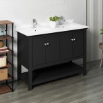 Manchester 48" Black Traditional Double Sink Bathroom Cabinet w/ Top & Sinks