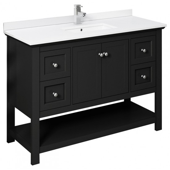 Fresca Manchester 48" Black Traditional Bathroom Cabinet w/ Top & Sink